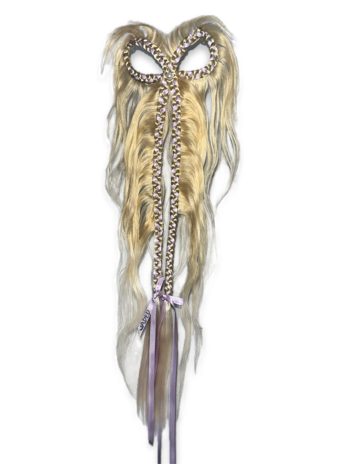 Human hair bow with ribbon